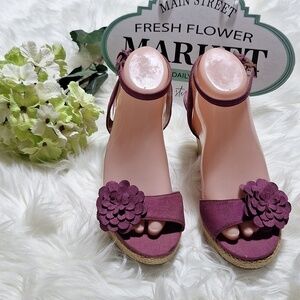 Purple heels, montego bay club, size 8, With pretty flower.